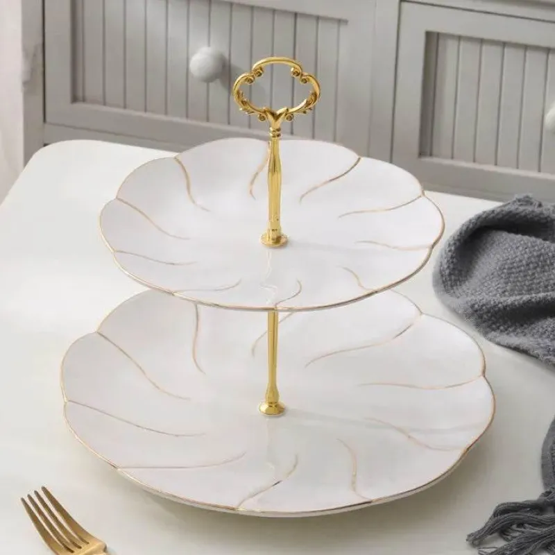 Feast u0026 Flair Küche & Esszimmer-Snackteller aus Knochenporzellan mit Goldeinlage – Serviergeschirr für Früchte und Süßigkeiten