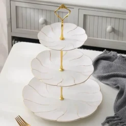 Feast u0026 Flair Küche & Esszimmer-Snackteller aus Knochenporzellan mit Goldeinlage – Serviergeschirr für Früchte und Süßigkeiten