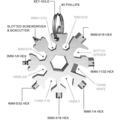 Cozy Living Heimwerkzeuge-Snowflake Multi-Tool – 18-in-1 Camping-Survival-Handwerkzeug