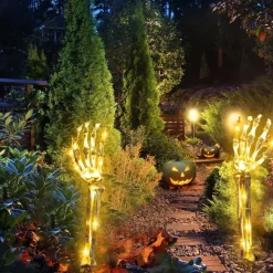 The Outdoor Vault Heimwerkzeuge|Outdoor & Garten-Solarleuchten mit Skelettarm – Halloween-Dekoration für draußen