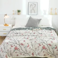 Wrap u0026 Relax Bettzeug-Sommerdecke aus Baumwollgaze – weicher Überwurf mit Blumenmuster für das Schlafsofa