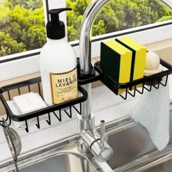 Tom Küche & Esszimmer-Space Aluminium Spülbecken-Abflussregal – Stilvoller Wasserhahn-Organizer für Küche und Bad