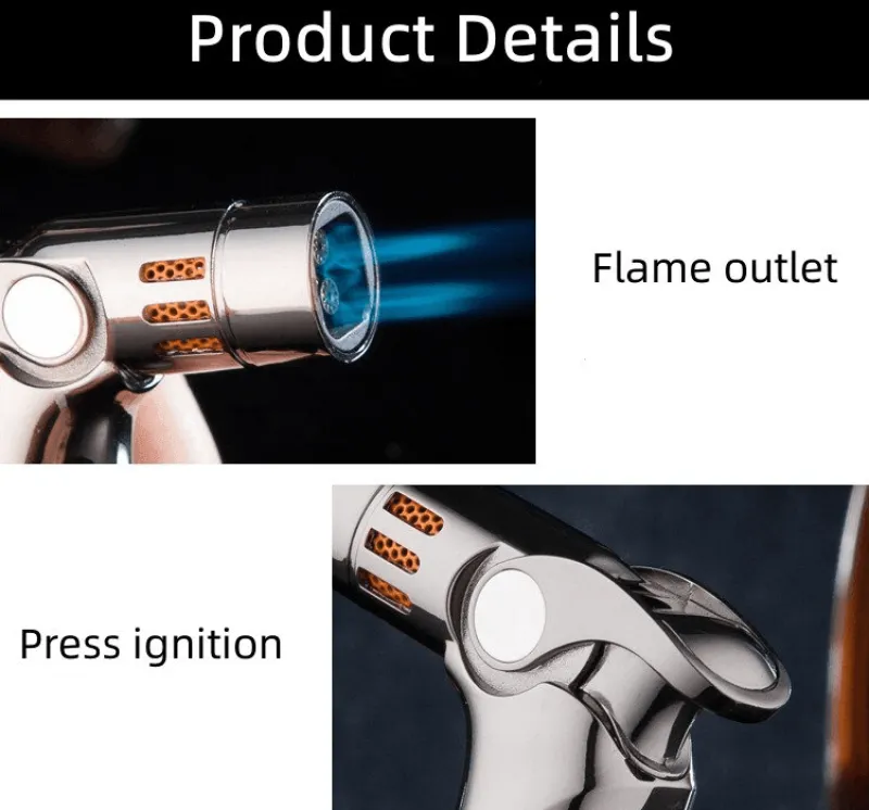 The Outdoor Vault Camping-Werkzeuge|Outdoor-Artikel-Space Rocket Turbo Feuerzeug - Windfestes Metallfeuerzeug