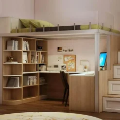 Cozy Living Möbel-Space-Saving Bunk Bed with Modern Study Desk