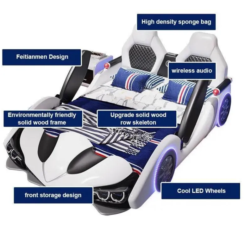 Kinder Cozy Living Kinderzimmermöbel|Möbel-Speed Race Car Bett - Kinderbett mit LED-Licht