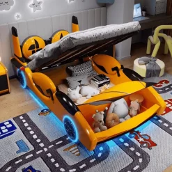 Kinder Cozy Living Kinderzimmermöbel|Möbel-Speed Race Car Bett - Kinderbett mit LED-Licht