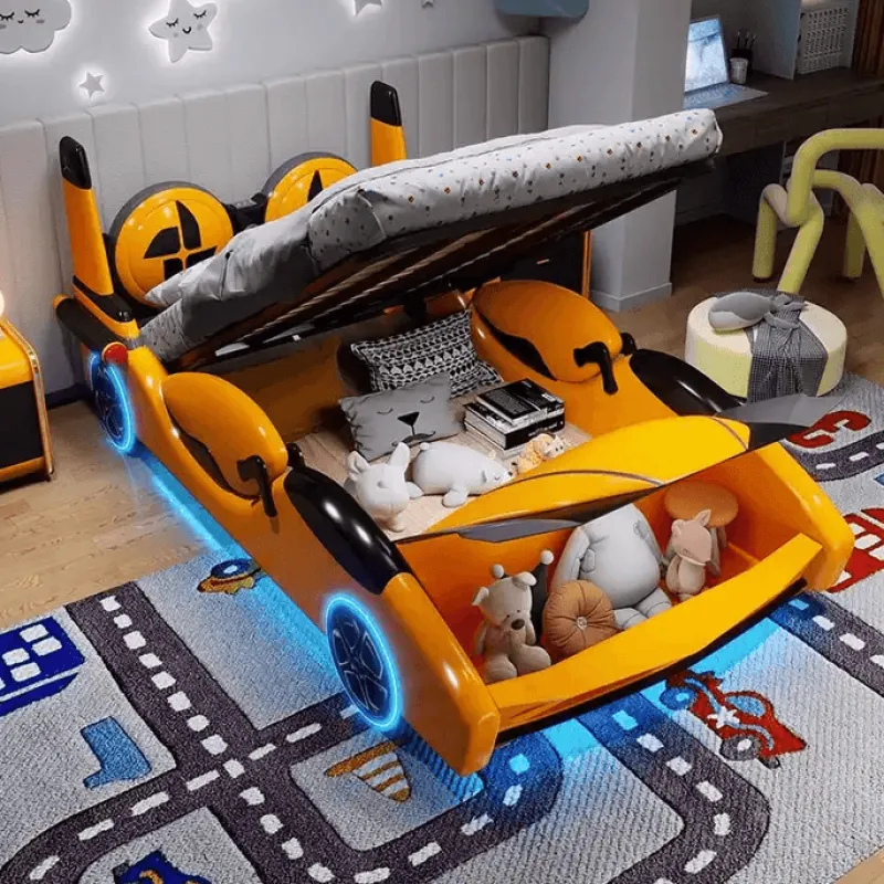 Kinder Cozy Living Kinderzimmermöbel|Möbel-Speed Race Car Bett - Kinderbett mit LED-Licht