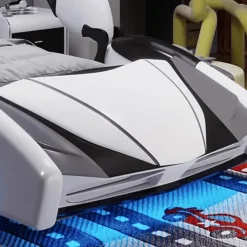 Kinder Cozy Living Kinderzimmermöbel|Möbel-Speed Race Car Bett - Kinderbett mit LED-Licht