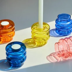 The Gilded Nest Wohndeko-Spiralförmiger Kerzenhalter aus Doppelglas – eleganter Akzent für die Inneneinrichtung