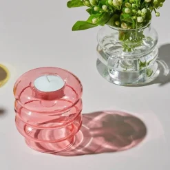 The Gilded Nest Wohndeko-Spiralförmiger Kerzenhalter aus Doppelglas – eleganter Akzent für die Inneneinrichtung