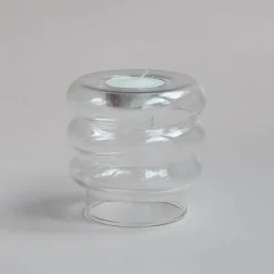 The Gilded Nest Wohndeko-Spiralförmiger Kerzenhalter aus Doppelglas – eleganter Akzent für die Inneneinrichtung