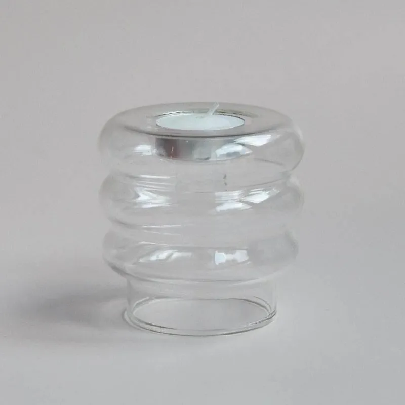 The Gilded Nest Wohndeko-Spiralförmiger Kerzenhalter aus Doppelglas – eleganter Akzent für die Inneneinrichtung