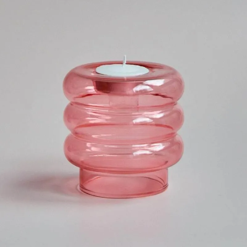 The Gilded Nest Wohndeko-Spiralförmiger Kerzenhalter aus Doppelglas – eleganter Akzent für die Inneneinrichtung