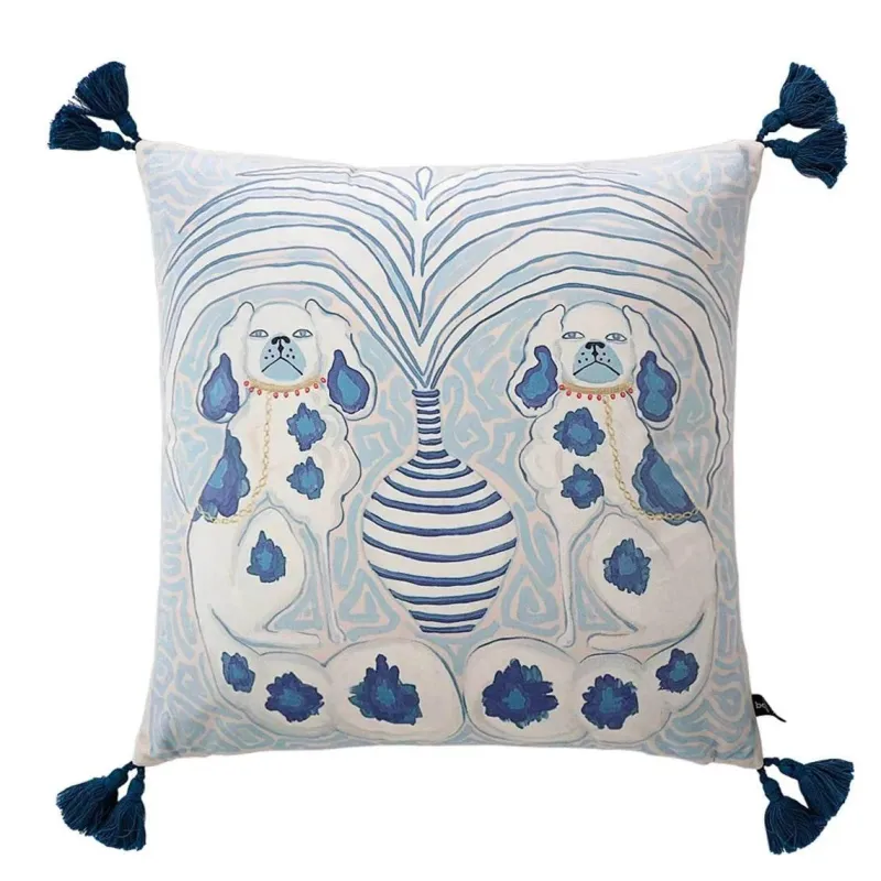 Pillow Haven Bettzeug-Staffordshire Hund Kissenbezug - Chinoiserie Dekokissen