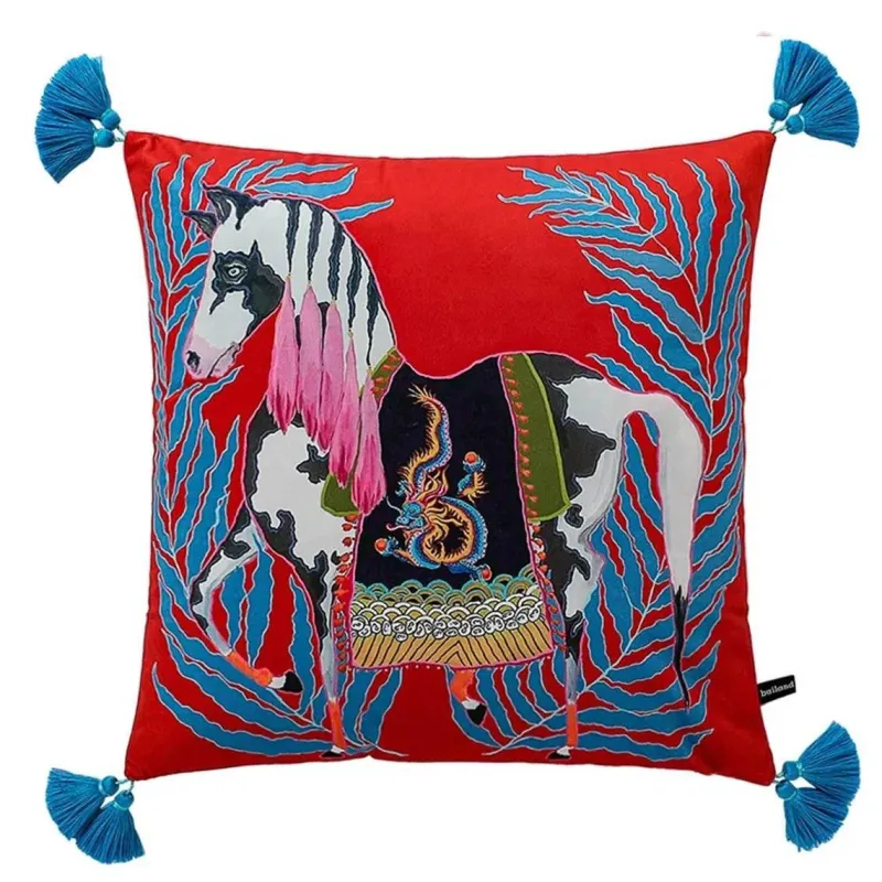 Pillow Haven Bettzeug-Staffordshire Hund Kissenbezug - Chinoiserie Dekokissen