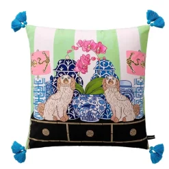 Pillow Haven Bettzeug-Staffordshire Hund Kissenbezug - Chinoiserie Dekokissen
