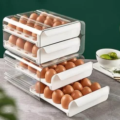 Space Savvy Küche & Esszimmer-Stapelbare Eieraufbewahrungsbox mit großem Fassungsvermögen – Organizer