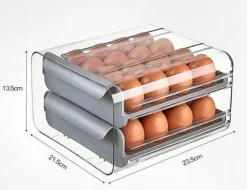 Space Savvy Küche & Esszimmer-Stapelbare Eieraufbewahrungsbox mit großem Fassungsvermögen – Organizer