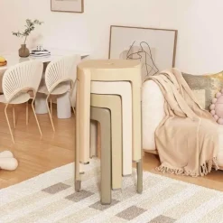 Cozy Living Wohndeko|Möbel-Stapelbare Esszimmerhocker im nordischen Stil – moderne, platzsparende Stühle