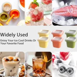 The Cozy Mug Küche & Esszimmer-Stapelbares Eiswürfelbereiter-Set – Gefrierschale aus Silikon für einfache Eiswürfel