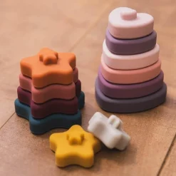 The Decor Haven Babyspielzeug-Stapelblöcke aus Silikon für Babys – Konstruktionsspielzeug