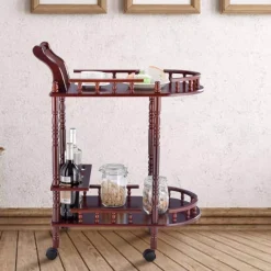 Cozy Living Möbel-2-stöckiger Barwagen aus Holz – Servier- und Unterhaltungswagen für die Küche