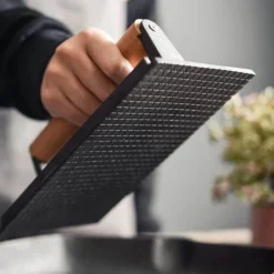 Tom Küche & Esszimmer-Steakpresse aus Gusseisen – rechteckige Fleischpresse mit Holzgriff