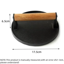 Tom Küche & Esszimmer-Steakpresse aus Gusseisen für perfektes Grillen – BBQ-Tool mit Holzgriff