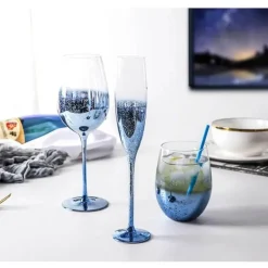 Plates u0026 More Küche & Esszimmer-Sternenblaues Kelchset – Elegante Weingläser für Cocktails, Champagner, Whisky