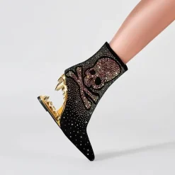 Damen Wilderness Haven Damenschuhe-Strass-Totenkopf High Heels - Tiger Gleam Fashion Footwear