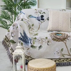 Snug u0026 Soft Bettzeug-Strickdecke mit Blumen und Vögeln – Moderne Winterdecke