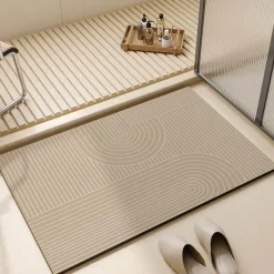 Soft Steps Badezimmer-Striped Diatom Bath Mat - Absorbent Non-Slip Bathroom Rug