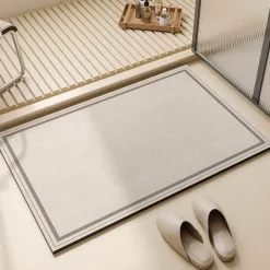 Soft Steps Badezimmer-Striped Diatom Bath Mat - Absorbent Non-Slip Bathroom Rug