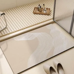 Soft Steps Badezimmer-Striped Diatom Bath Mat - Absorbent Non-Slip Bathroom Rug