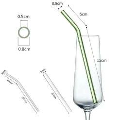 Plates u0026 More Küche & Esszimmer-Strohhalm-Set aus Borosilikatglas – wiederverwendbare Strohhalme für Smoothies und Cocktails