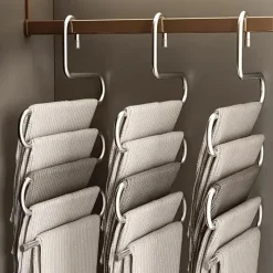 Room to Spare Aufbewahrung Und Organisation-5-stufiger Hosenbügel aus Edelstahl – S-förmiger, rutschfester, platzsparender Organizer