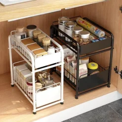 The Decor Haven Küche & Esszimmer-2-stufiger Küchen-Organizer – Ausziehbare Schubladen