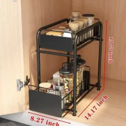 The Decor Haven Küche & Esszimmer-2-stufiger Küchen-Organizer – Ausziehbare Schubladen