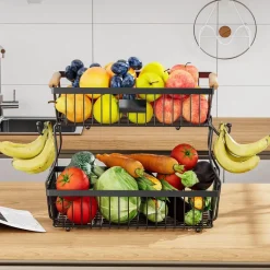 Space Savvy Küche & Esszimmer-2-stufiger Mehrzweck-Organizer – verstellbares Lagerregal für Zuhause oder das Büro