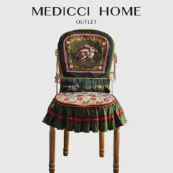 Pillow Haven Bettzeug-Stuhllehnenbezug im Retro-Stil mit Kaninchenmotiv – Stilvolles Esszimmerdekor