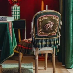 Pillow Haven Bettzeug-Stuhllehnenbezug im Retro-Stil mit Kaninchenmotiv – Stilvolles Esszimmerdekor