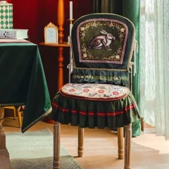 Pillow Haven Bettzeug-Stuhllehnenbezug im Retro-Stil mit Kaninchenmotiv – Stilvolles Esszimmerdekor