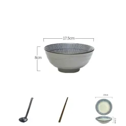 Elegance at the Table Küche & Esszimmer-Suppenschüssel-Set aus Keramik – große Retro-Schüssel mit Löffel und Essstäbchen