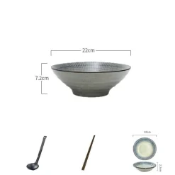 Elegance at the Table Küche & Esszimmer-Suppenschüssel-Set aus Keramik – große Retro-Schüssel mit Löffel und Essstäbchen