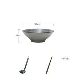 Elegance at the Table Küche & Esszimmer-Suppenschüssel-Set aus Keramik – große Retro-Schüssel mit Löffel und Essstäbchen