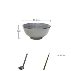 Elegance at the Table Küche & Esszimmer-Suppenschüssel-Set aus Keramik – große Retro-Schüssel mit Löffel und Essstäbchen