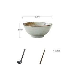 Elegance at the Table Küche & Esszimmer-Suppenschüssel-Set aus Keramik – große Retro-Schüssel mit Löffel und Essstäbchen