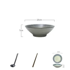 Elegance at the Table Küche & Esszimmer-Suppenschüssel-Set aus Keramik – große Retro-Schüssel mit Löffel und Essstäbchen