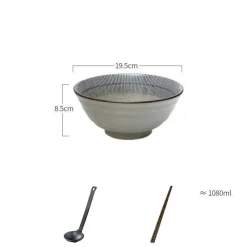 Elegance at the Table Küche & Esszimmer-Suppenschüssel-Set aus Keramik – große Retro-Schüssel mit Löffel und Essstäbchen