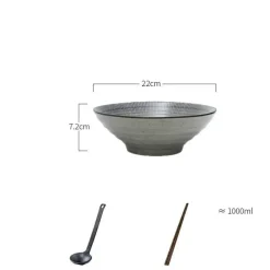 Elegance at the Table Küche & Esszimmer-Suppenschüssel-Set aus Keramik – große Retro-Schüssel mit Löffel und Essstäbchen